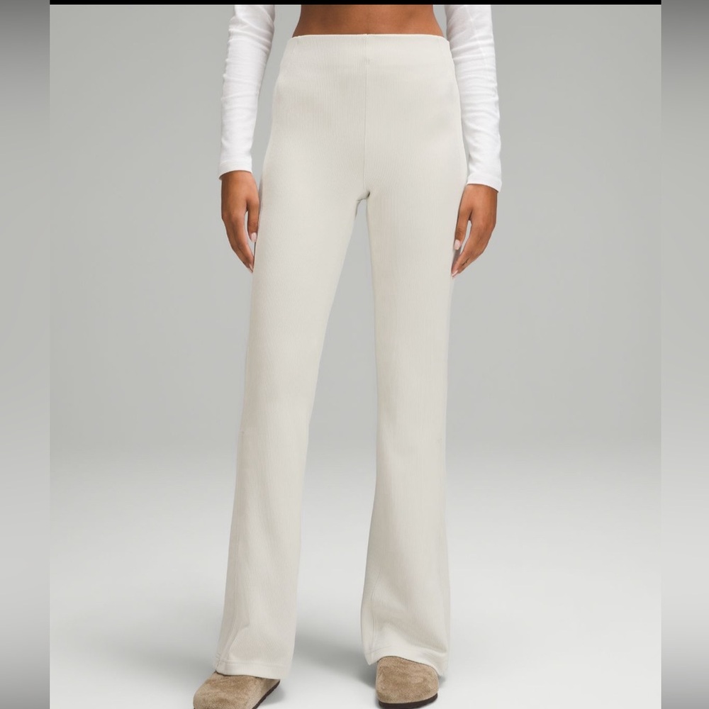 Lululemon brushed softstreme ribbed zip flared pant 32.5”